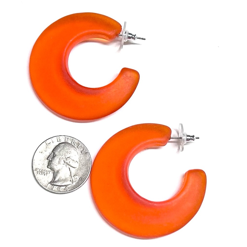 Vintage Lucite Earrings Orange Hoop Earrings